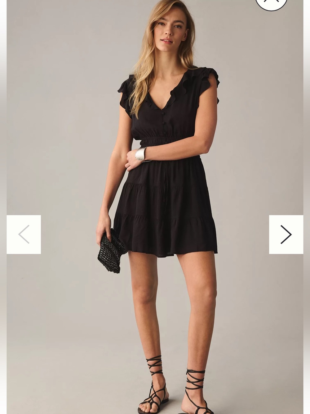 PAIGE Paradis Ruffle Mini Black Dress SMOCKED WAIST RUFFLE SLEEVE RUFFLED NECK